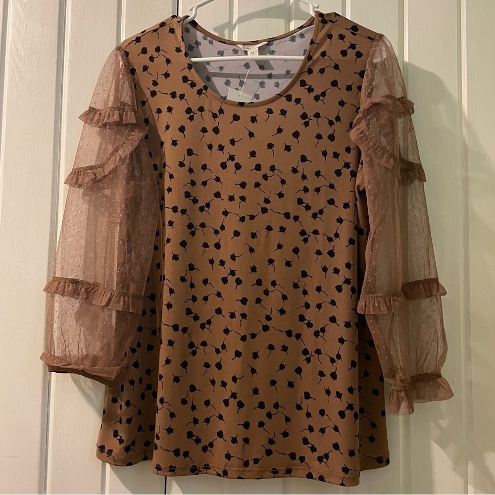 Cato knit blouse with sheer sleeves-medium NWT
